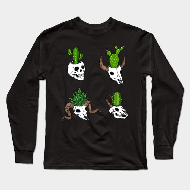 Cactus skulls Long Sleeve T-Shirt by coffeeman